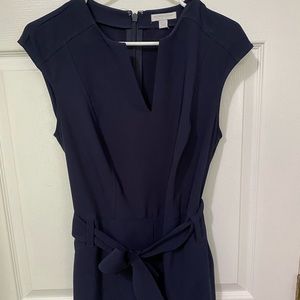 New York and Co navy belted jumpsuit